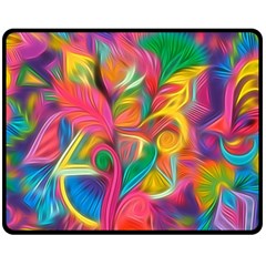 Colorful Floral Abstract Painting Fleece Blanket (medium)