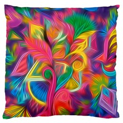 Colorful Floral Abstract Painting Large Cushion Case (one Side)