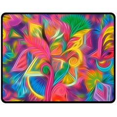 Colorful Floral Abstract Painting Double Sided Fleece Blanket (medium)