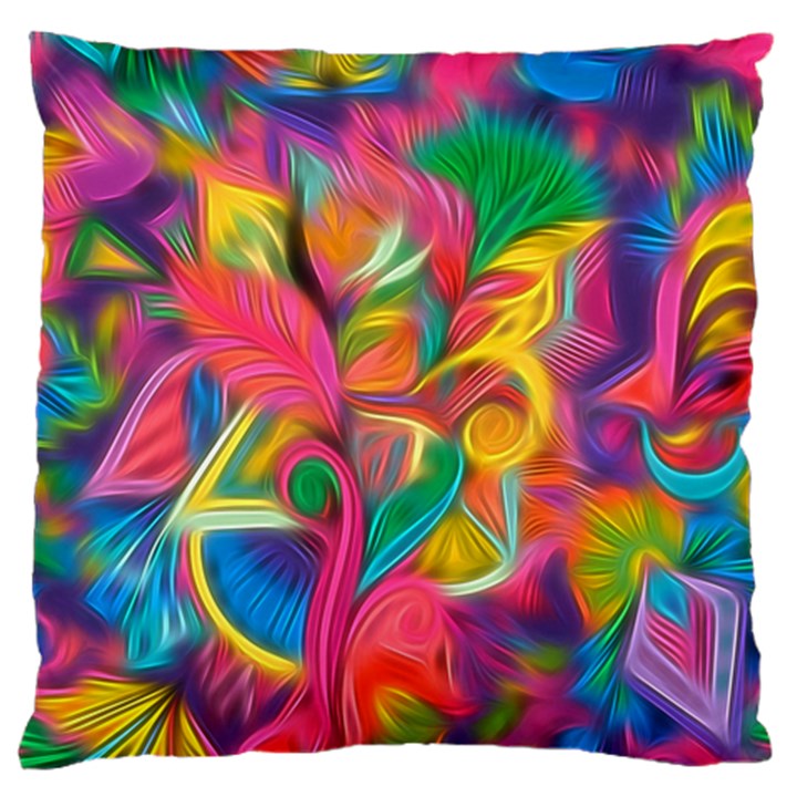 Colorful Floral Abstract Painting Standard Flano Cushion Case (Two Sides)