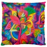 Colorful Floral Abstract Painting Standard Flano Cushion Case (Two Sides) Back