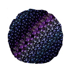 Dusk Blue And Purple Fractal Standard 15  Premium Flano Round Cushion 