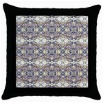 Oriental Geometric Floral Print Throw Pillow Cases (Black) Front