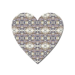 Oriental Geometric Floral Print Heart Magnet by dflcprints