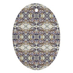 Oriental Geometric Floral Print Oval Ornament (two Sides) by dflcprints