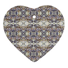 Oriental Geometric Floral Print Heart Ornament (2 Sides) by dflcprints