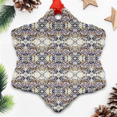 Oriental Geometric Floral Print Ornament (snowflake)  by dflcprints