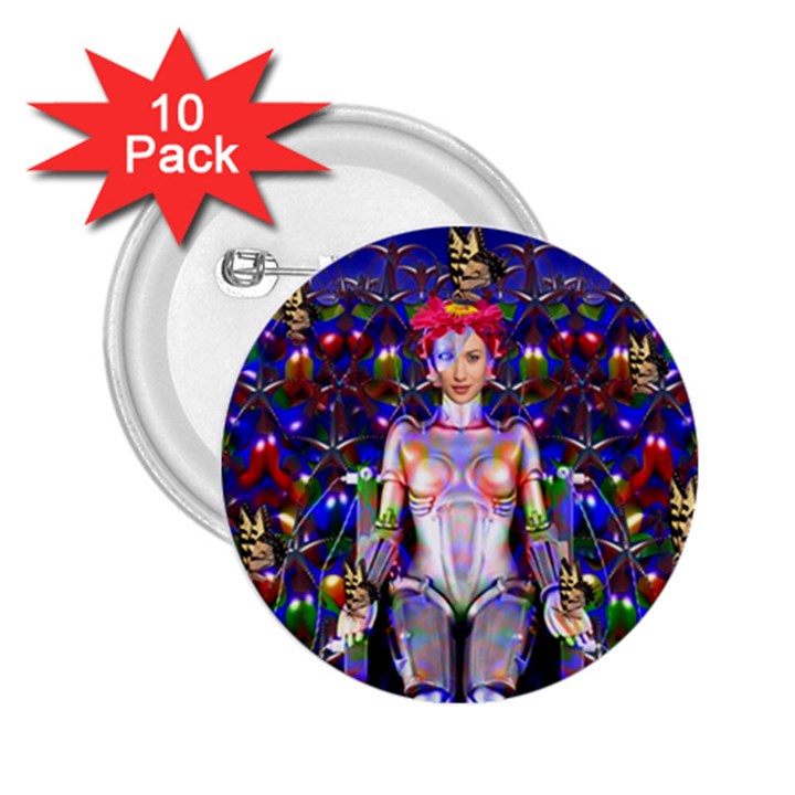 Robot Butterfly 2.25  Buttons (10 pack) 