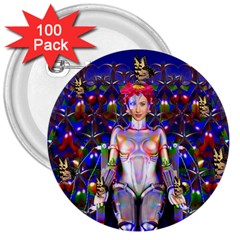 Robot Butterfly 3  Buttons (100 Pack) 