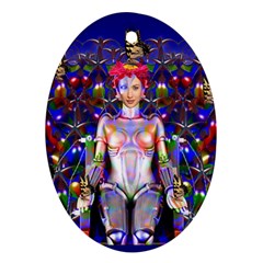 Robot Butterfly Oval Ornament (two Sides) by icarusismartdesigns