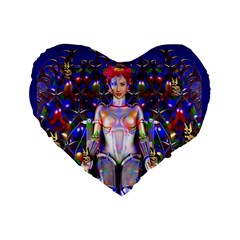 Robot Butterfly Standard 16  Premium Flano Heart Shape Cushions by icarusismartdesigns