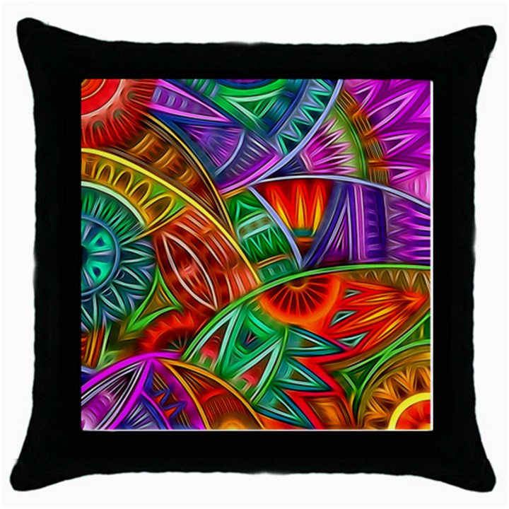 Happy Tribe Throw Pillow Cases (Black)