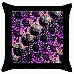 Hippy Fractal Spiral Stacks Throw Pillow Cases (black)