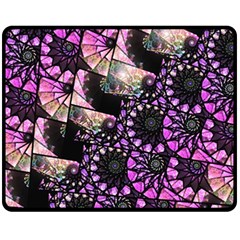 Hippy Fractal Spiral Stacks Fleece Blanket (medium)  by KirstenStar