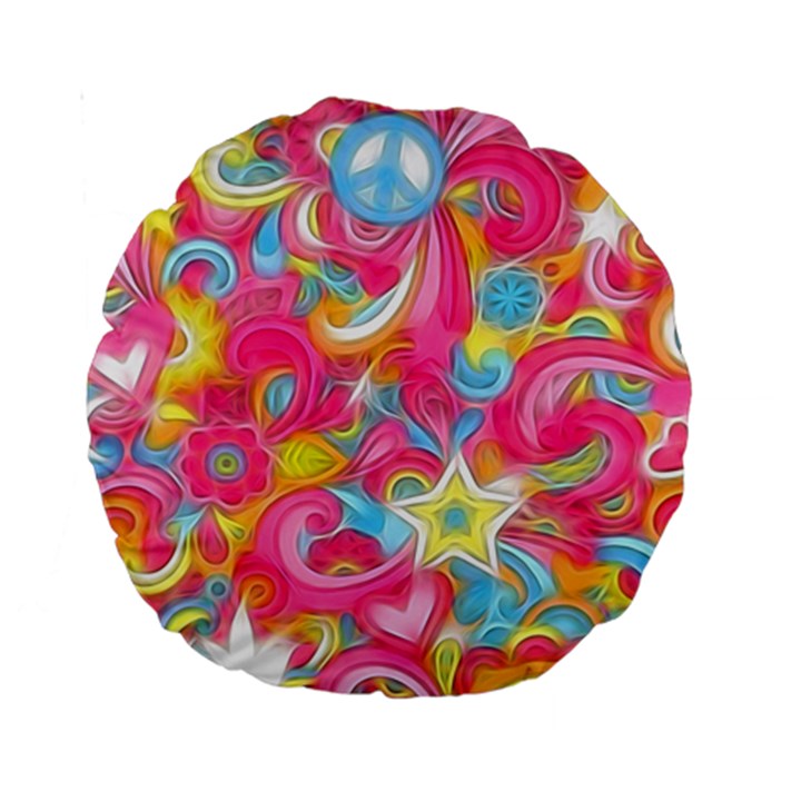 Hippy Peace Swirls Standard 15  Premium Round Cushions