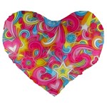 Hippy Peace Swirls Large 19  Premium Heart Shape Cushions Front