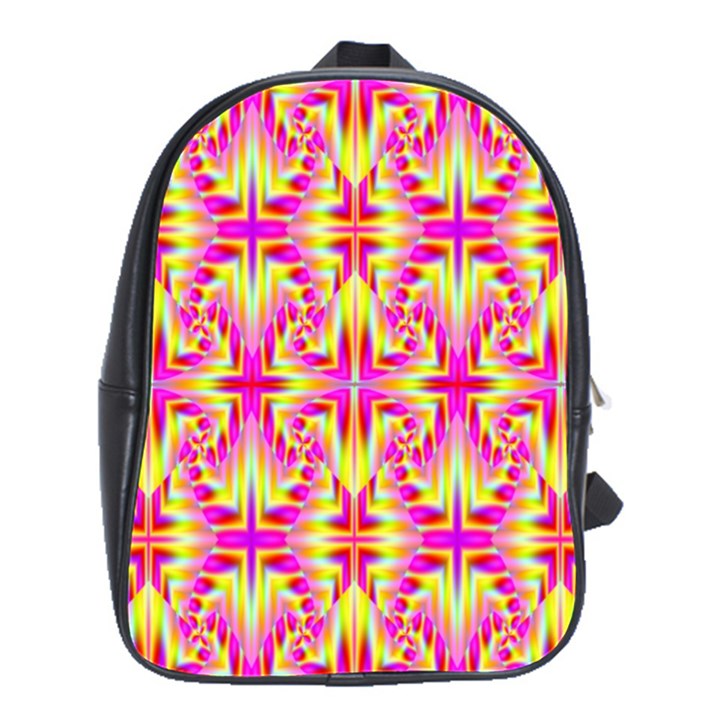 Pink and Yellow Rave Pattern School Bags(Large) 