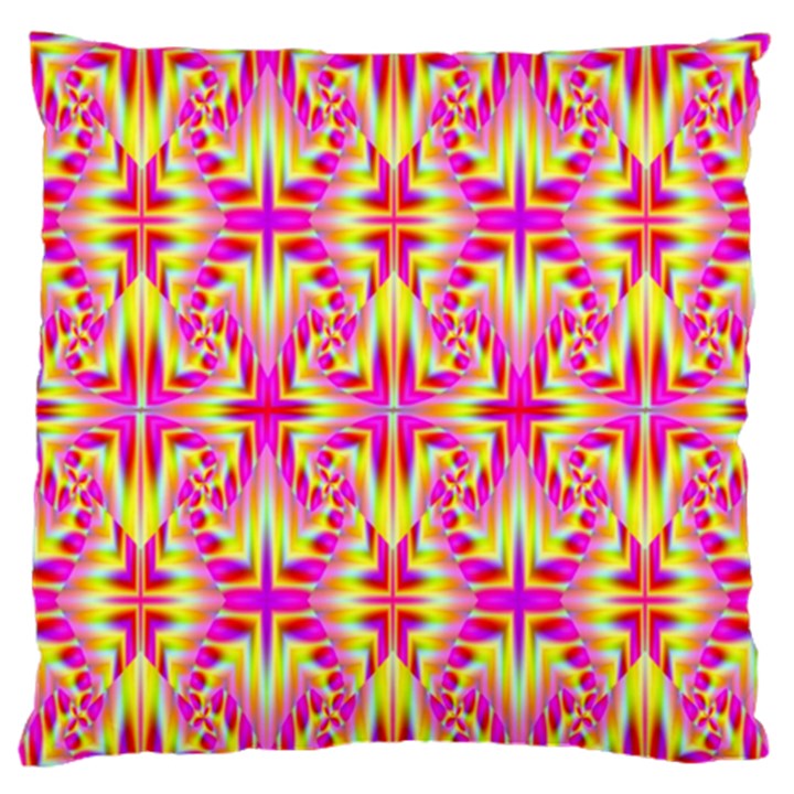 Pink and Yellow Rave Pattern Large Flano Cushion Cases (Two Sides) 