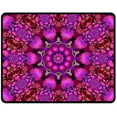 Pink Fractal Kaleidoscope  Fleece Blanket (medium) 