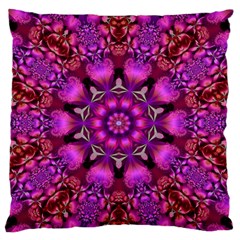 Pink Fractal Kaleidoscope  Large Flano Cushion Cases (one Side) 