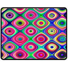 Psychedelic Checker Board Double Sided Fleece Blanket (medium)  by KirstenStar