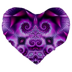 Purple Ecstasy Fractal Artwork Large 19  Premium Heart Shape Cushions