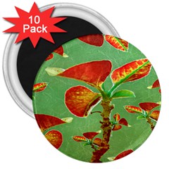 Tropical Floral Print 3  Magnets (10 Pack) 