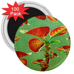 Tropical Floral Print 3  Magnets (100 Pack)