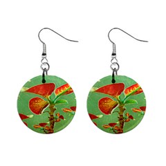 Tropical Floral Print Mini Button Earrings by dflcprints