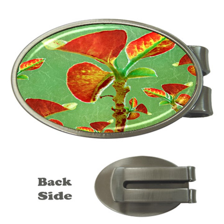 Tropical Floral Print Money Clips (Oval) 