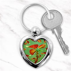 Tropical Floral Print Key Chains (heart) 