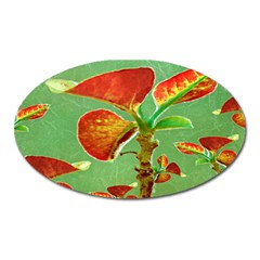 Tropical Floral Print Oval Magnet