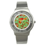 Tropical Floral Print Stainless Steel Watches Front