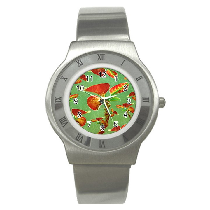 Tropical Floral Print Stainless Steel Watches