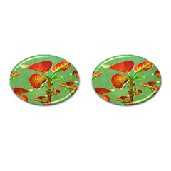 Tropical Floral Print Cufflinks (oval)