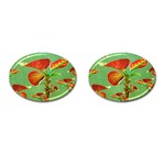 Tropical Floral Print Cufflinks (Oval) Front(Pair)