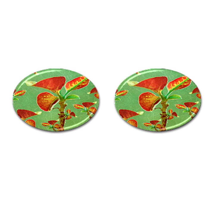 Tropical Floral Print Cufflinks (Oval)