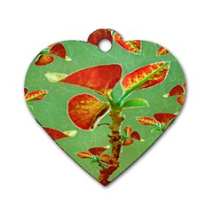 Tropical Floral Print Dog Tag Heart (one Side)