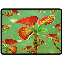 Tropical Floral Print Double Sided Fleece Blanket (large) 