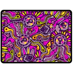 Purple Tribal Abstract Fish Double Sided Fleece Blanket (large) 