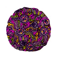 Purple Tribal Abstract Fish Standard 15  Premium Flano Round Cushions