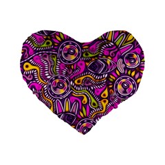 Purple Tribal Abstract Fish Standard 16  Premium Flano Heart Shape Cushions