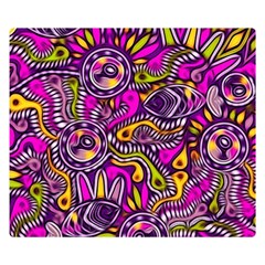 Purple Tribal Abstract Fish Double Sided Flano Blanket (small) 