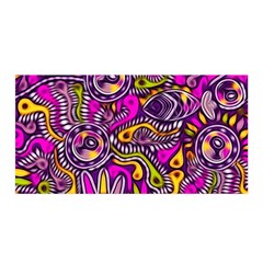 Purple Tribal Abstract Fish Satin Wrap