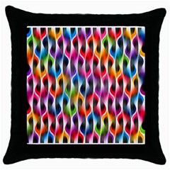 Rainbow Psychedelic Waves  Throw Pillow Cases (black)