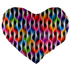 Rainbow Psychedelic Waves  Large 19  Premium Heart Shape Cushions