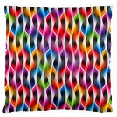 Rainbow Psychedelic Waves  Large Flano Cushion Cases (one Side)  by KirstenStar