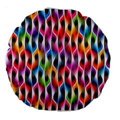 Rainbow Psychedelic Waves  Large 18  Premium Flano Round Cushions