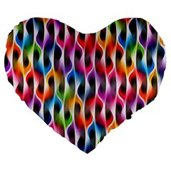 Rainbow Psychedelic Waves  Large 19  Premium Flano Heart Shape Cushions