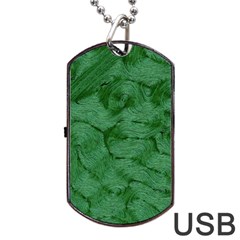 Woven Skin Green Dog Tag Usb Flash (one Side)